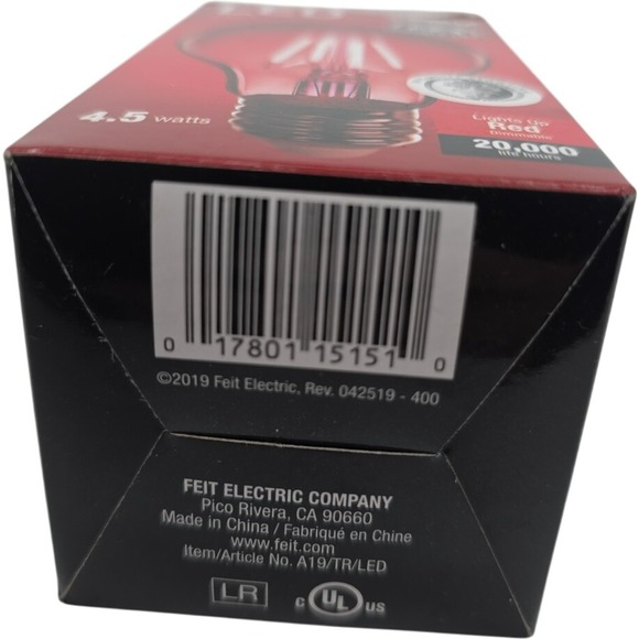 Feit Electric A19 Red LED Light Bulb 4.5 Watts - Picture 5 of 6